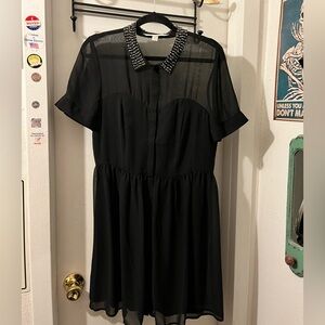 LC Lauren Conrad- size 14-bk sheer mini w/beads/bk buttons. EUC.